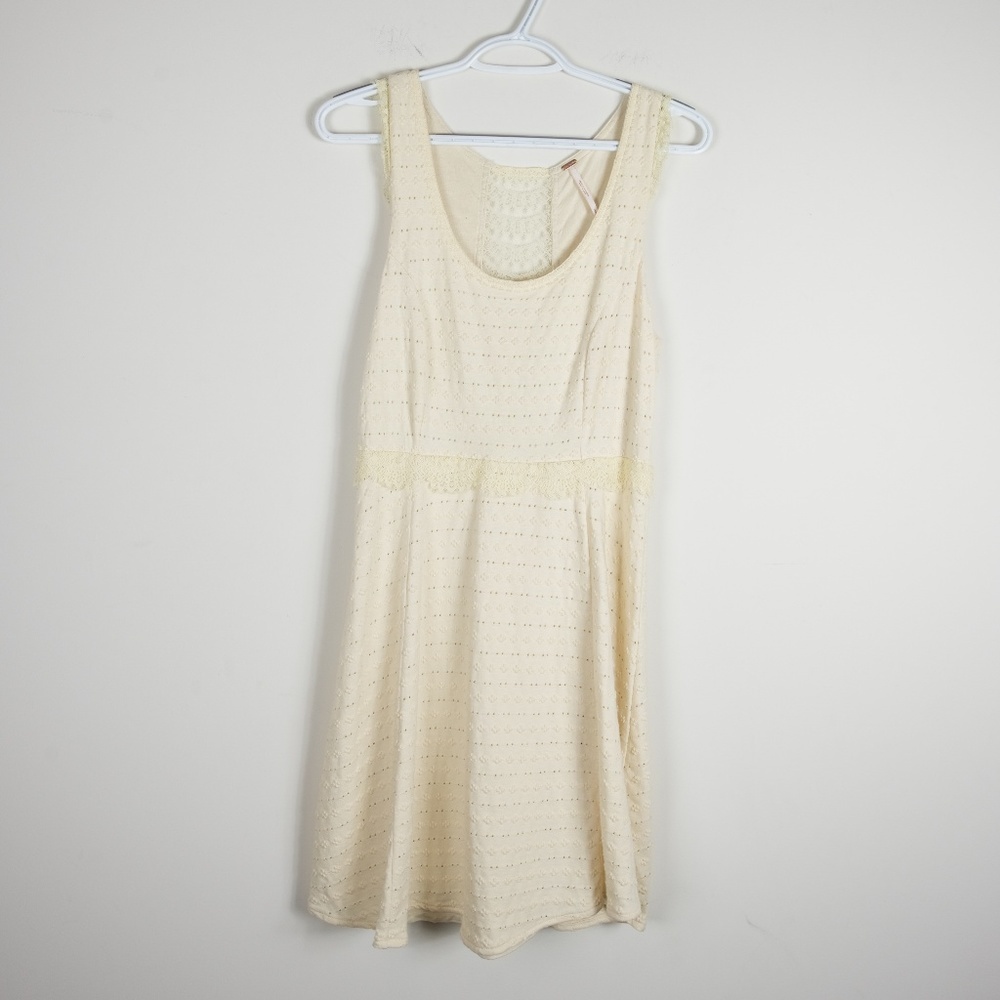 Free People Textured A-Line Cream Skater Dress S
